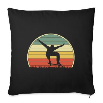 Skateur Skateboarder Skater Retro skating - Housse de coussin décorative 45 x 45 cm - noir - Devant