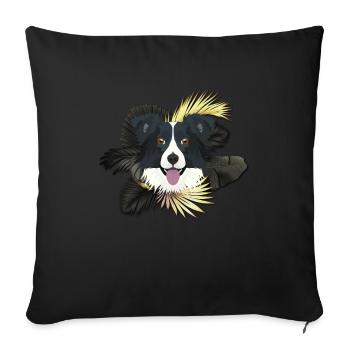 Golden Dog Border Collie - Sofa pillowcase 17,3'' x 17,3'' (45 x 45 cm) - black - Front