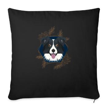 Golden Dog Border Collie - Sofa pillowcase 17,3'' x 17,3'' (45 x 45 cm) - black - Front