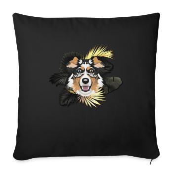 Golden Dog Australian Shepherd - Sofa pillowcase 17,3'' x 17,3'' (45 x 45 cm) - black - Front