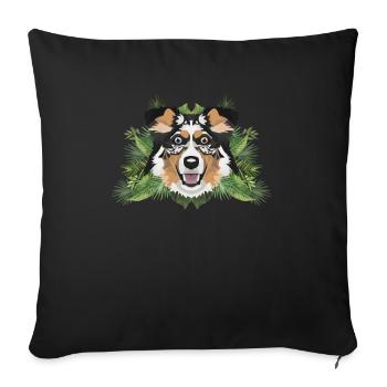 Tropical Australian Shepherd - Sofa pillowcase 17,3'' x 17,3'' (45 x 45 cm) - black - Front