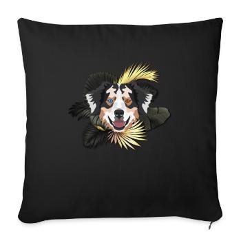 Golden Dog Australian Shepherd - Sofa pillowcase 17,3'' x 17,3'' (45 x 45 cm) - black - Front