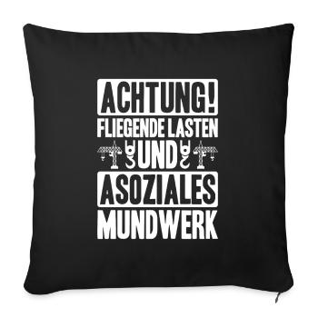 Kranführer Kranfahrer Kran Crane Operator - Sofakissenbezug 45 x 45 cm - Schwarz - Vorne