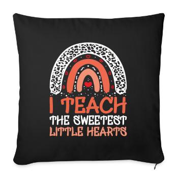 I teach the most beautiful little hearts - Sofa pillowcase 17,3'' x 17,3'' (45 x 45 cm) - black - Front