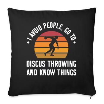 I avoid people go to Diskus werfen - Sofakissenbezug 45 x 45 cm - Schwarz - Vorne