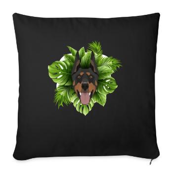 Tropical Doberman - Sofa pillowcase 17,3'' x 17,3'' (45 x 45 cm) - black - Front