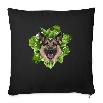 Tropical German Shepherd - Sofa pillowcase 17,3'' x 17,3'' (45 x 45 cm) - black - Front
