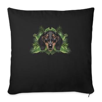 Tropical Dachshund - Sofa pillowcase 17,3'' x 17,3'' (45 x 45 cm) - black - Front