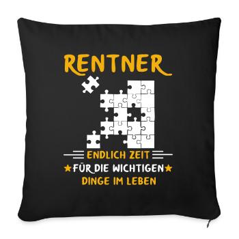 Rentner Rente Rentenbeginn Puzzeln - Sofakissenbezug 45 x 45 cm - Schwarz - Vorne