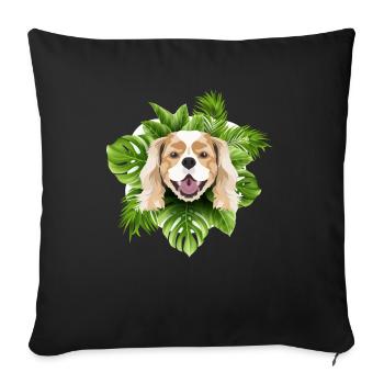 Tropical Cavalier King Charles Spaniel - Sofa pillowcase 17,3'' x 17,3'' (45 x 45 cm) - black - Front