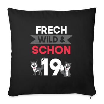 19 Jahre Geburtstag Wolf - Sofakissenbezug 45 x 45 cm - Schwarz - Vorne