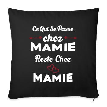 Ce qui se passe chez mamie reste chez mamie Cadeau - Housse de coussin décorative 45 x 45 cm - noir - Devant