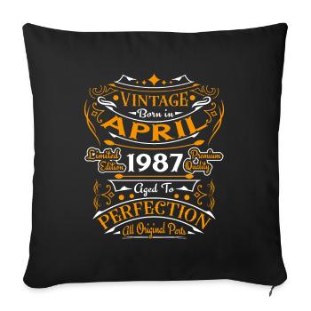 Vintage Nées En Avril 1987 Cadeau D'anniversaire - Housse de coussin décorative 45 x 45 cm - noir - Devant