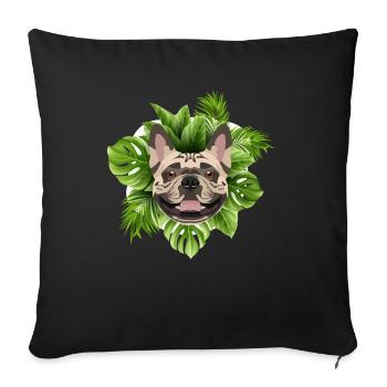 Tropical French Bulldog - Sofa pillowcase 17,3'' x 17,3'' (45 x 45 cm) - black - Front