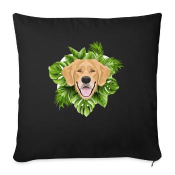 Tropical Golden Retriever - Sofa pillowcase 17,3'' x 17,3'' (45 x 45 cm) - black - Front