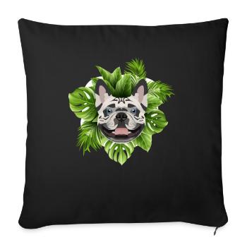 Tropical French Bulldog - Sofa pillowcase 17,3'' x 17,3'' (45 x 45 cm) - black - Front
