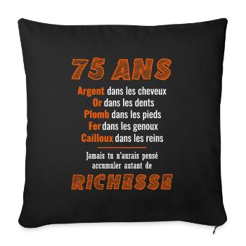 75 Ans Anniversaire Drôle Idée Cadeau - Housse de coussin décorative 45 x 45 cm - noir - Devant