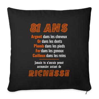 81 Ans Anniversaire Drôle Idée Cadeau - Housse de coussin décorative 45 x 45 cm - noir - Devant
