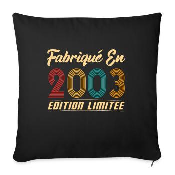 Fabriqué en 2003 Vintage cadeau d'anniversaire - Housse de coussin décorative 45 x 45 cm - noir - Devant