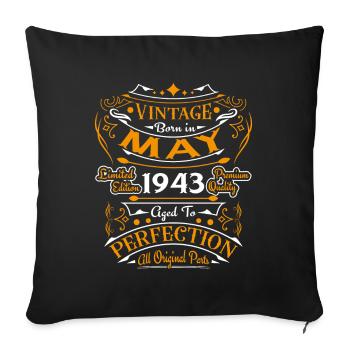 Vintage Born In May 1943 Geburtstagsgeschenk - Sofakissenbezug 45 x 45 cm - Schwarz - Vorne