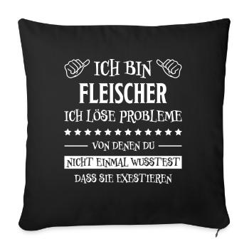 Fleischer Metzger Lustig Spruch Fleischer Geschenk - Sofakissenbezug 45 x 45 cm - Schwarz - Vorne