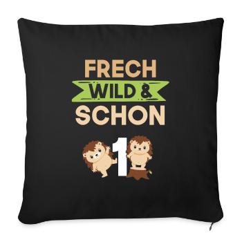 Geschenk 1 Jahr Geburtstag Igel - Sofakissenbezug 45 x 45 cm - Schwarz - Vorne