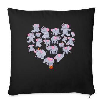 Herz Elefant - Sofakissenbezug 45 x 45 cm - Schwarz - Vorne