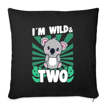 Im Wild & 2 Years Bday Party Gift Birthday Kids - Sofakissenbezug 45 x 45 cm - Schwarz - Vorne