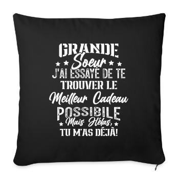 Meilleure Grande Soeur du monde idée cadeau - Housse de coussin décorative 45 x 45 cm - noir - Devant