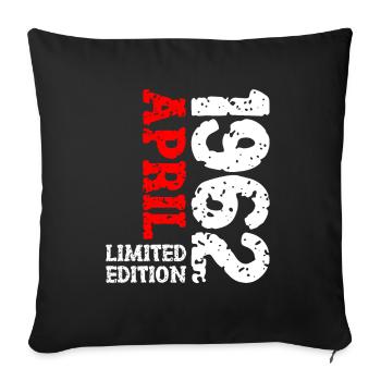1962 April Limited Edition Birthday Gift - Sofa pillowcase 17,3'' x 17,3'' (45 x 45 cm) - black - Front