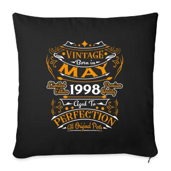 Mai 1998 Vintage Nées En Mai 1998 Anniversaire - Housse de coussin décorative 45 x 45 cm - noir - Devant