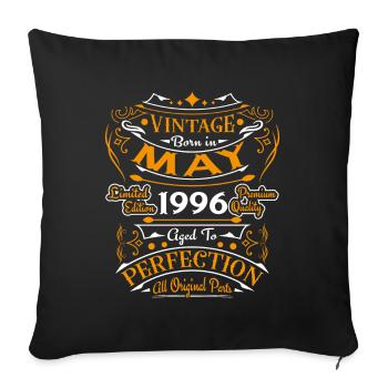 Vintage Born In May 1996 Geburtstagsgeschenk - Sofakissenbezug 45 x 45 cm - Schwarz - Vorne
