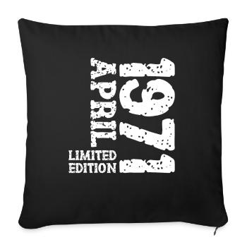 1971 avril édition limitée cadeau d’anniversaire - Housse de coussin décorative 45 x 45 cm - noir - Devant