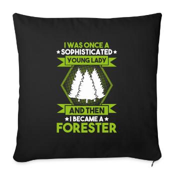 Forester Forestry Forester Forest workers Forest - Sofa pillowcase 17,3'' x 17,3'' (45 x 45 cm) - black - Front
