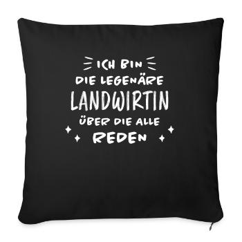 Landwirtin Witz Spruch Traktor Landwirtin Geschenk - Sofakissenbezug 45 x 45 cm - Schwarz - Vorne