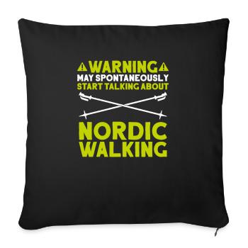 Marche nordique Marcheur nordique Walken nordique - Housse de coussin décorative 45 x 45 cm - noir - Devant