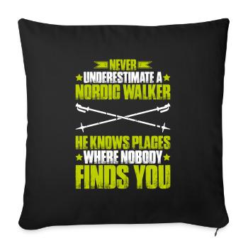 Nordic Walking Nordic Walker Nordic Walken - Sofa pillowcase 17,3'' x 17,3'' (45 x 45 cm) - black - Front