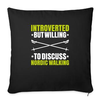 Marche nordique Marcheur nordique Walken nordique - Housse de coussin décorative 45 x 45 cm - noir - Devant