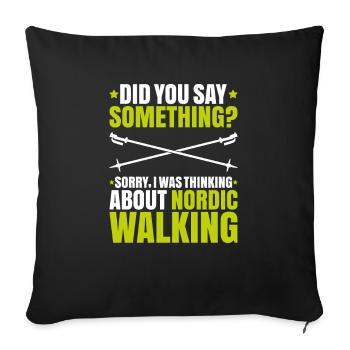 Marche nordique Marcheur nordique Walken nordique - Housse de coussin décorative 45 x 45 cm - noir - Devant