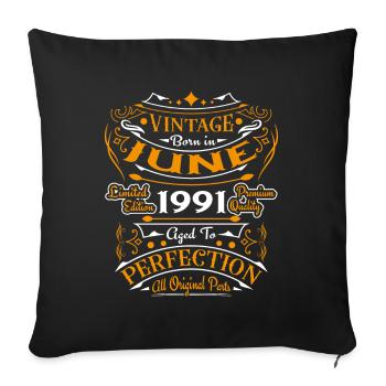 June 1992 Vintage Born in June 1992 Anniversary - Sofa pillowcase 17,3'' x 17,3'' (45 x 45 cm) - black - Front