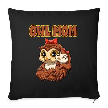 Eulen Mama Muttertag Mom Mutter für eine Mama - Sofakissenbezug 45 x 45 cm - Schwarz - Vorne