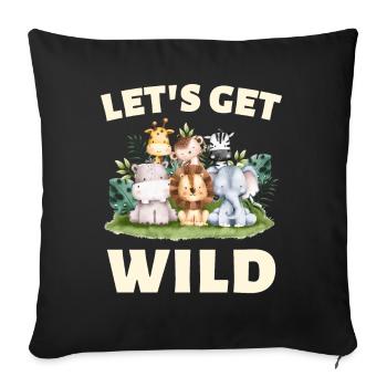 Kids Birthday Zoo Animal Fan - Sofa pillowcase 17,3'' x 17,3'' (45 x 45 cm) - black - Front