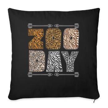 Zoo Day Garçons Filles Amoureux des animaux - Housse de coussin décorative 45 x 45 cm - noir - Devant