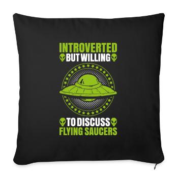 OVNI Alien Soucoupe Volante Espace Extraterrestre - Housse de coussin décorative 45 x 45 cm - noir - Devant