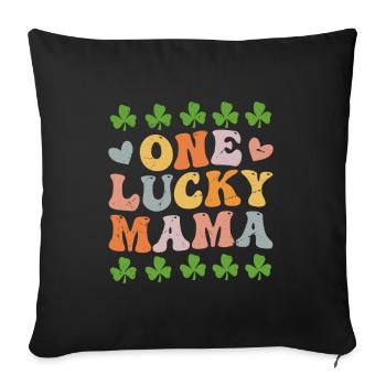 Une maman chanceuse Saint-Patrick - Housse de coussin décorative 45 x 45 cm - noir - Devant