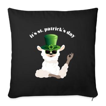 St. Patrick's Day with an Adorable Llama Animal - Sofa pillowcase 17,3'' x 17,3'' (45 x 45 cm) - black - Front