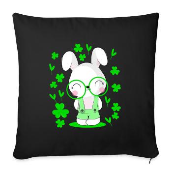 Drôle de lapin Saint-Patrick Cadeau de la Saint-Paddy - Housse de coussin décorative 45 x 45 cm - noir - Devant