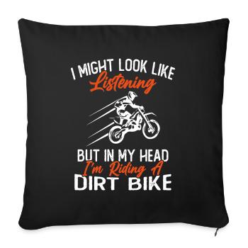 In my head I ride a motorcycle / Humor Motorcycle - Sofa pillowcase 17,3'' x 17,3'' (45 x 45 cm) - black - Front