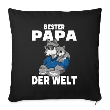 Bester Papa der Welt Vatertag Vater Wolf für - Sofakissenbezug 45 x 45 cm - Schwarz - Vorne