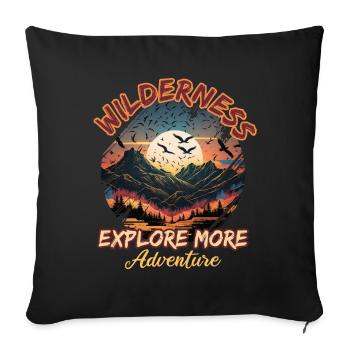 Wildnis Abenteuer Entdecken - Sofakissenbezug 45 x 45 cm - Schwarz - Vorne